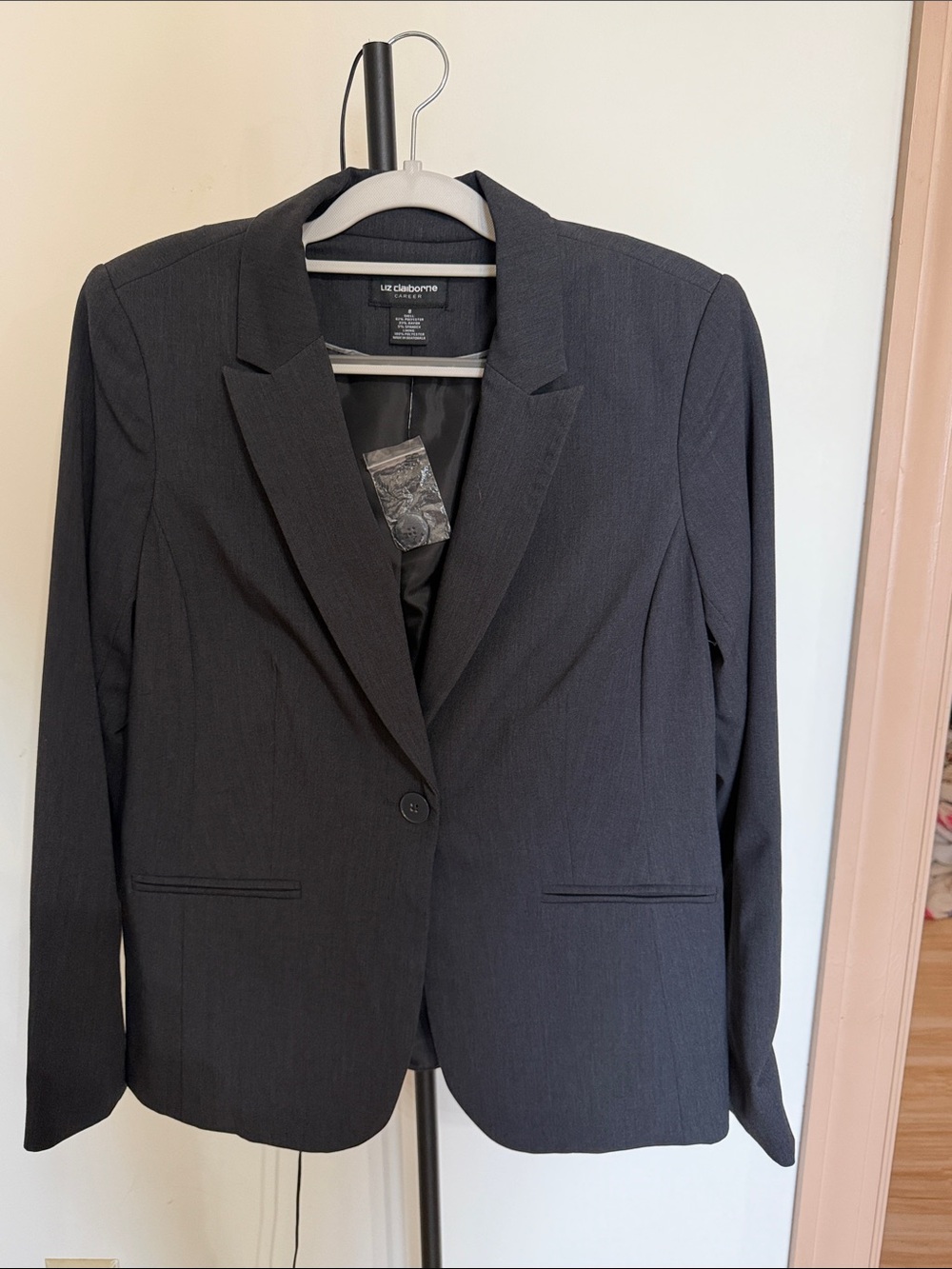 Liz Claiborne Charcoal Single-Button Blazer
